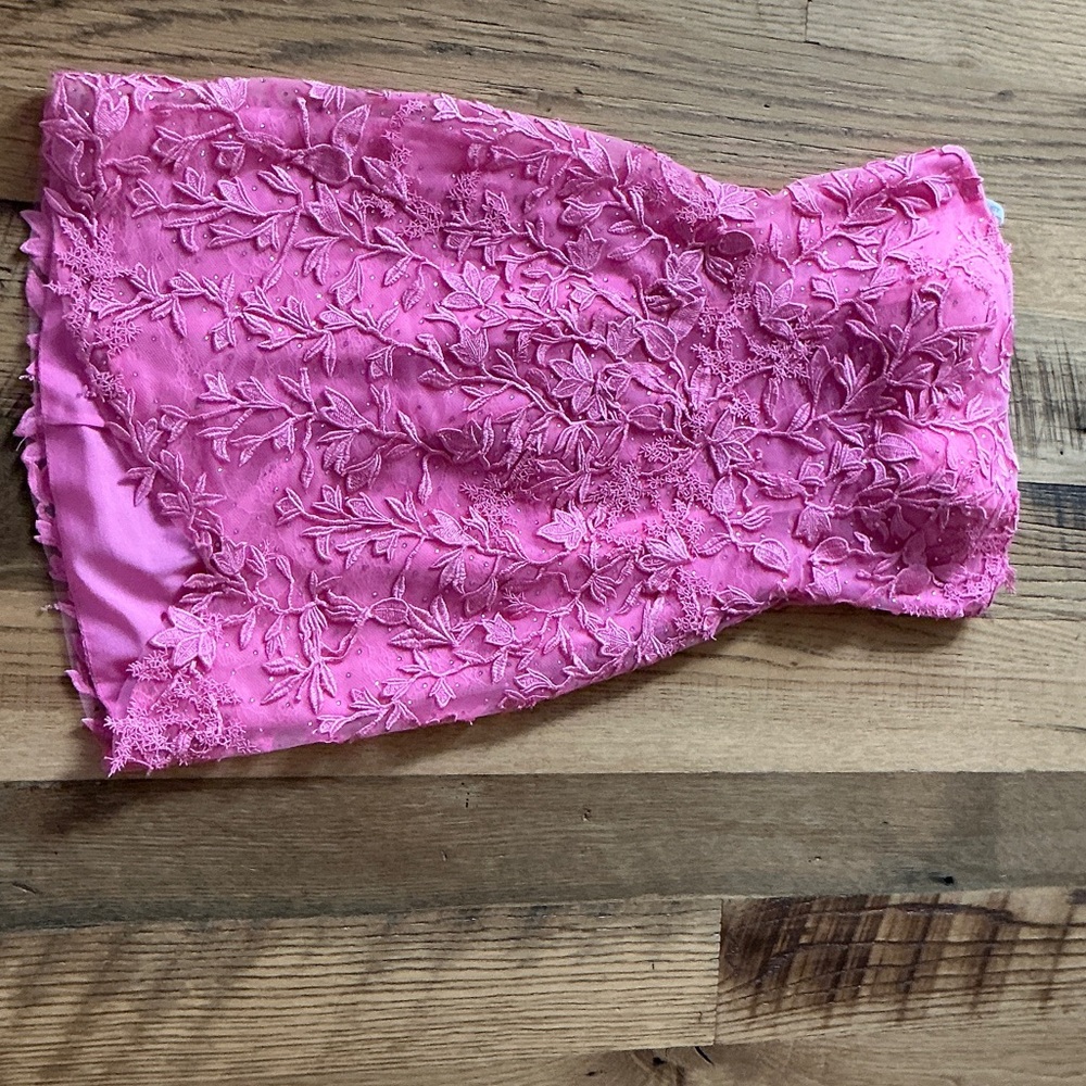 Sherri Hill Pink Floral Lace Prom Dress